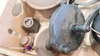 Box of pewter metal ware - 6