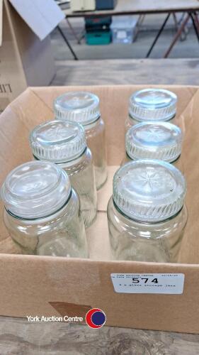 6 x glass storage jars
