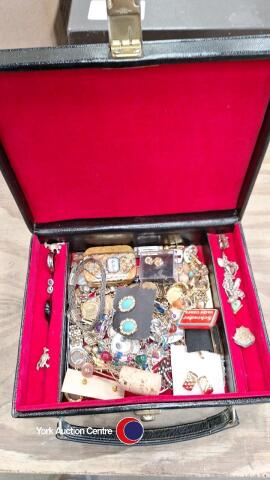 Small case of costume jewellery, some silver/gold plated