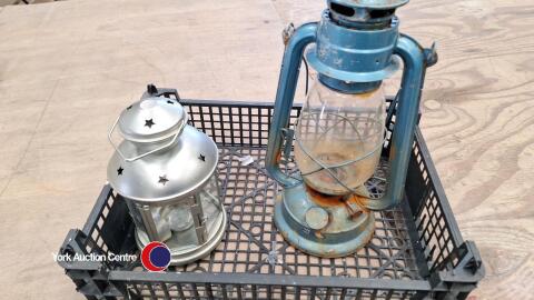 2 x oil lamp and candle lantern