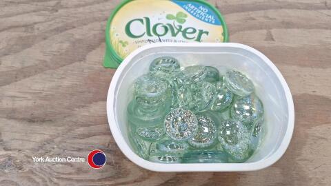 Pressed glass donuts