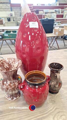3 x German vases and 1 x large floor vase