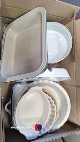 Box of kitchenware inc Le Creuset
