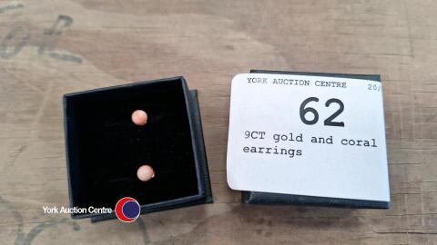 9CT gold and coral earrings
