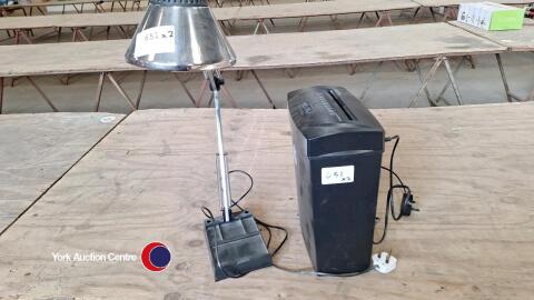 Angle poise lamp plus paper shredder