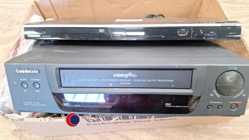 Goodmans video and Toshiba DVD players with remotes and instructions gwo