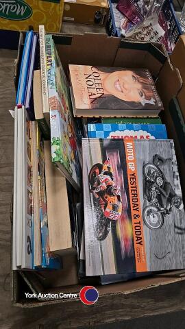 Box of mixed interest books.