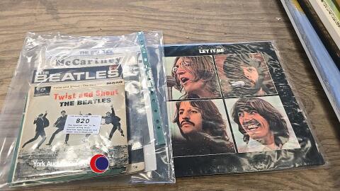 The Beatles Let It Be record along with Beatles eps/singles and sheet music/magazine