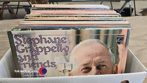 Box of vinyl records