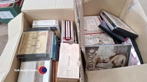 2 x boxes of assorted DVDs and CDs
