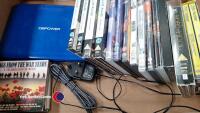 Quantity of DVDs including box sets plus DB Power portable DVD player and charger
