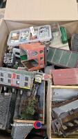 Model train trackside buildings