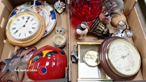2 Boxes of assorted household items inc clocks and ornaments