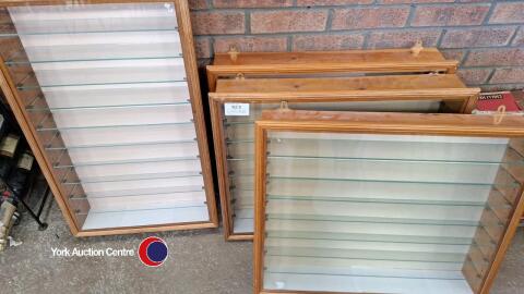 4 X purpose made model car display cabinets with 10 glass shelves in each