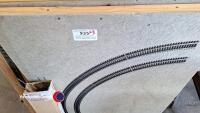 Hornby flexible train tracks on 2 boards with box of additional track - 4