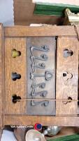 2 boxes of ornaments including brass candlesticks and ornate wall barometer - 3