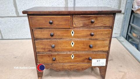 Vintage wooden storage box early 20th century 2 over 3 drawers and box of assorted books