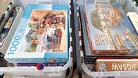 2 x boxes of assorted jigsaws