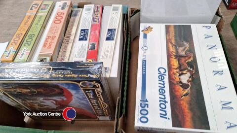 2 x Boxes of assorted jigsaws and puzzles
