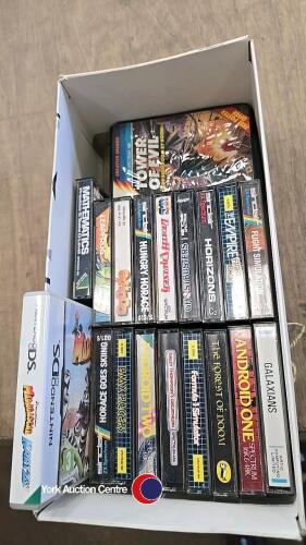 Box of retro computer games plus Nintendo DS game in box