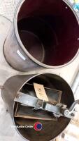 Vintage honey extractor and flour bin