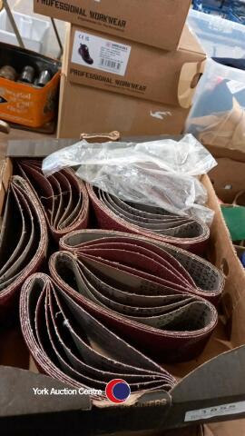 Box of unused drum sandpaper and mouse sanding sheets