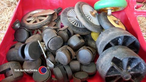 Box of small wheels and castors