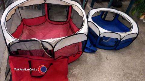 2 x fold up pet runs in storage bags