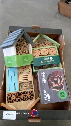 Box of bird houses and insect houses