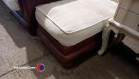 Quality ' Klaussner ' real leather large two seat sofa, armchair and large footstool. Lifts off base for easy access and removal - 5