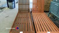 2 x hardwood sun loungers on wheels - 2