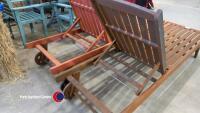 2 x hardwood sun loungers on wheels - 3