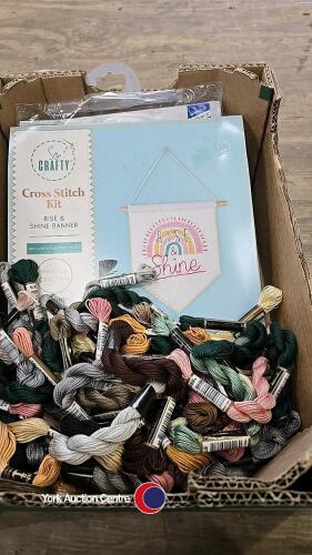 Various embroidery/tapestry items including wools/silks