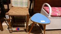 Metal coat/hat stand, wooden stool, wooden bed tray plus small retro side table - 4