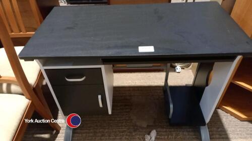 Two tone office desk with drawer and cupboard
