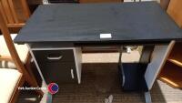 Two tone office desk with drawer and cupboard