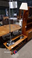 Retro teak coffee table with glass inlay top plus 2 x metal standard lamps