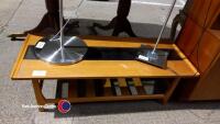 Retro teak coffee table with glass inlay top plus 2 x metal standard lamps - 2