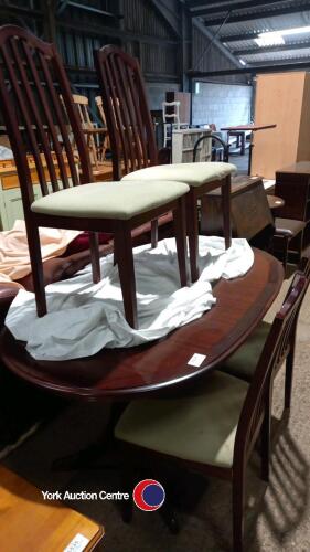 Oval wooden extending dining table plus 4 chairs