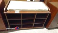 Wooden shelving unit with seat top