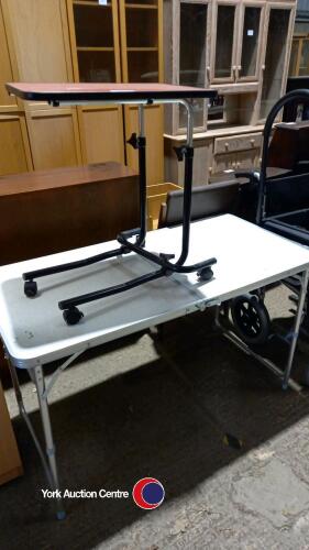 Folding metal table plus bed table
