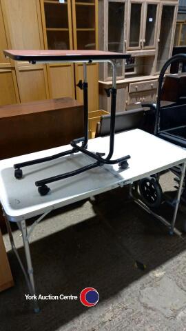 Folding metal table plus bed table
