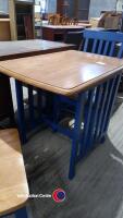 Blue and pine kitchen table with two chairs - 3