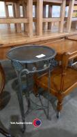 Vintage heavy wrought iron stand with glass inserts - 2