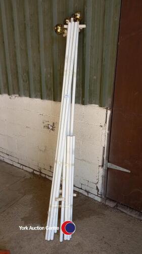 Metal four poster bed frame for a single bed, white with gold coloured finials