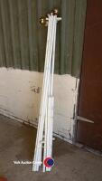Metal four poster bed frame for a single bed, white with gold coloured finials