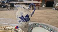 2 large vintage platters and large water jug - 4