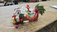 2 x Rocking roosters by Gallo ceramics.