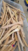 Box of wooden coat hangers