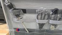 Set of 6 steak knives and forks plus various kitchen knives, sharpening steel and scissors in strong metal lockable case. - 3